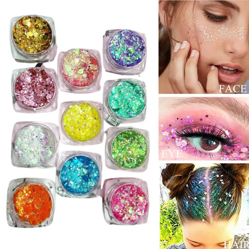 Glitter Eyeshadow Gel Makeup Nail Art Mermaid Sequins Shimmer Diamond Eye Shiny Skin Highlighter Face Body Glitter