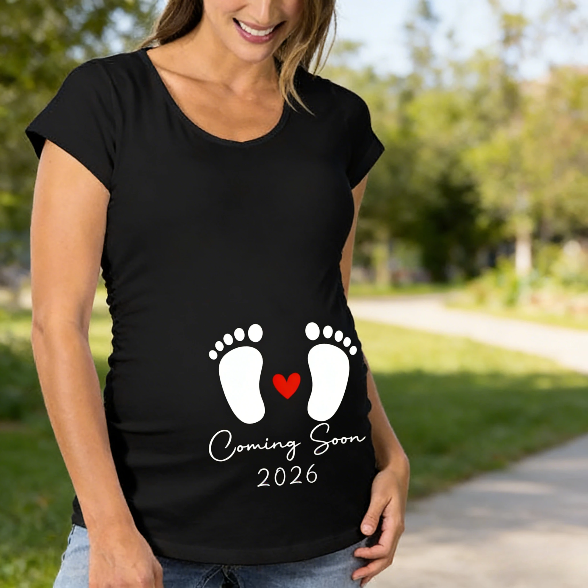 

Футболка для беременных с принтом «Being Loaded 2026», летняя одежда для будущих мам, специальная футболка для новичков-мам