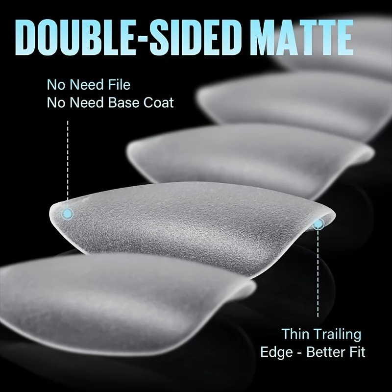 Almond/Trapezoid Nail Tips 450 Pieces Acrylic Gel Double-Sided Matte Transparent Pre-Polished Gel Nail Tips No Base Coat Needed Press-On Nails 15 Sizes