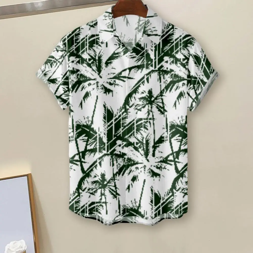 

Beach Shirts for men Short Sleeve Loose Single-breasted Printed Hawaiian Summer Casual Turn-down Collar Tops camisa masculina