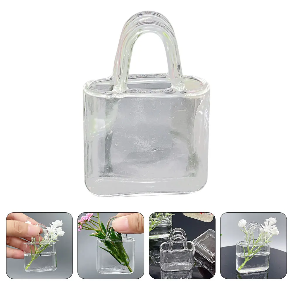 

Handbag Glass Miniature Vase Small Size Lightweight Practical Durable Handbag Vase Educational Home Decor Tiny House Kit