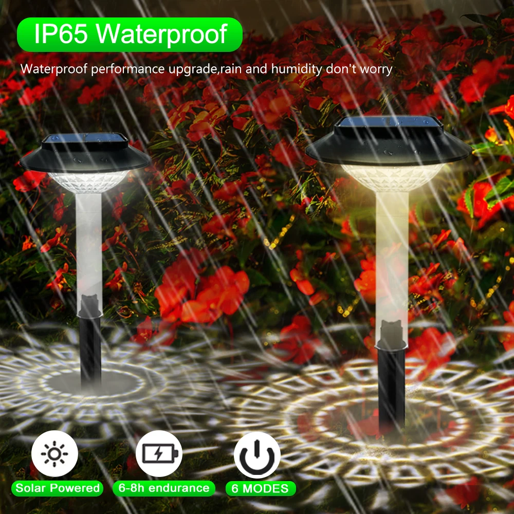 Solar Pathway Lights Outdoor Solar Powered Garden Landscape Decoration Waterproof RGB Warm White Yard Walkway Lawn Driveway Back