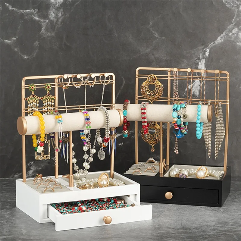 

AX83-2 Tiers Large Capacity Ring And Earring Storage Bracelet Necklace Display Rack Jewelry Hanger For Jewelry Storage
