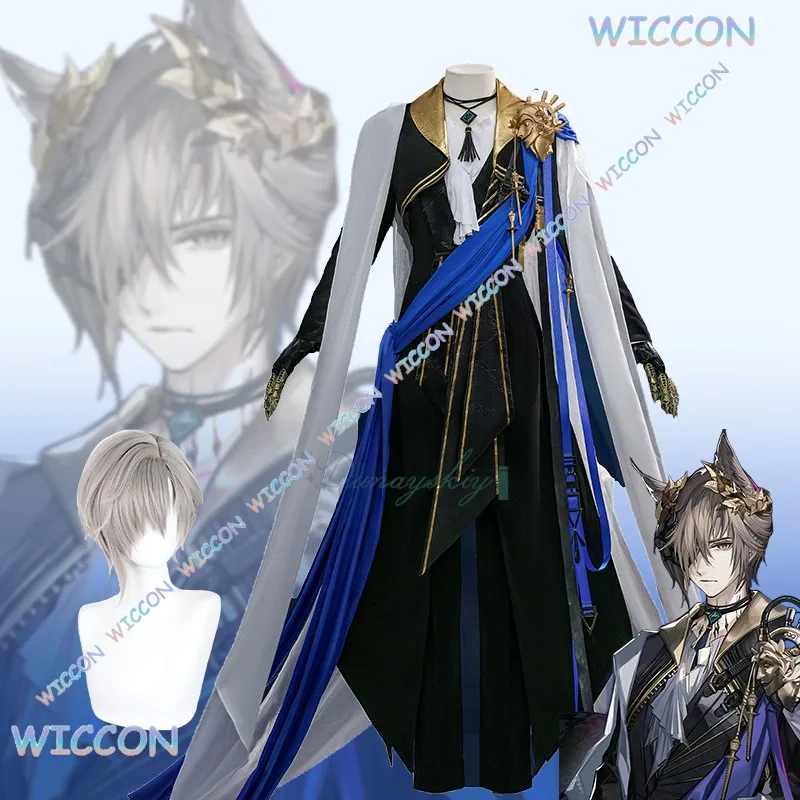 Kostium Cosplay Arknights Moe/Tragodia Płaszcz Peruka Uszy Ogon Akcesoria Pełny Zestaw Uniform Halloween Karnawał Impreza Dla Mężczyzn