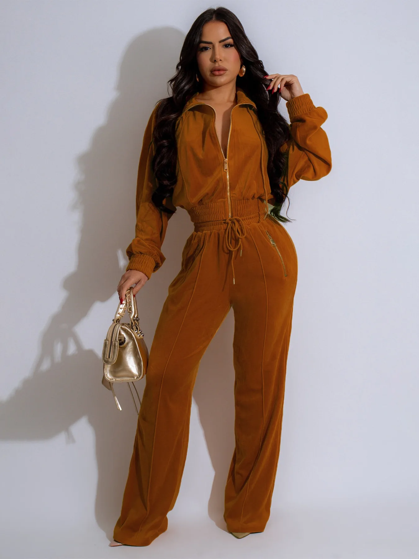 Women Set Autumn Winter Velvet Long Sleeve Jacket And Straight Pants Set Sportswear Casual 2 Piece Set Joggers Set Tracksuit