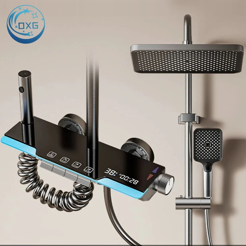 

OXG смеситель для душа с цифровым дисплеем, окружающий свет, смеситель для душа в ванной комнате, кран, набор для тропического душа, распылитель для душа, колонка для душа