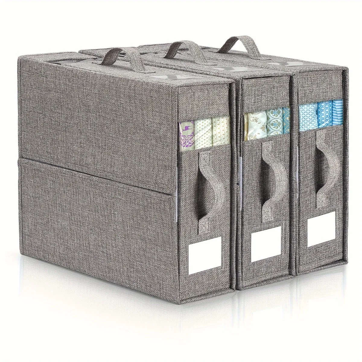 

Контейнер для хранения под кроватью с окном, органайзер для одежды и постельных принадлежностей, с двойными ручками, моющийся, пылезащитный