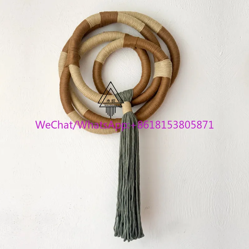 Wabi Sansan wind log wind thick rope hand woven ring brown art fringed wall