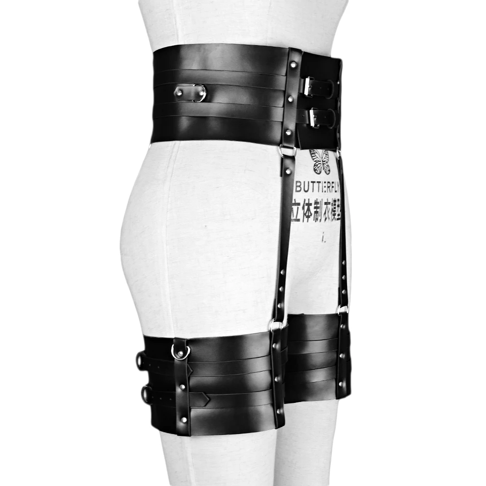 Sexy Woman Harness Body Bondage Strap Garter Belt Stockings Lingerie Widen Leather Starp Waist To Leg Belt Suspender Swordbelt