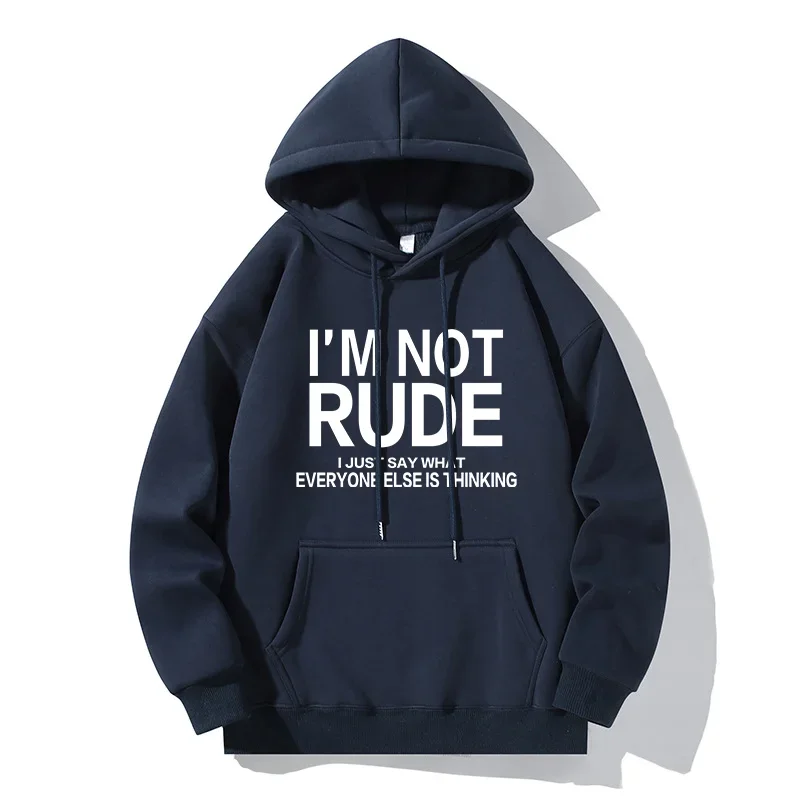 I'm Not RUDE Letter Printed Hoodie Casual Hoodie Sportswear Men's Fashion Outdoor Long Sleeve Hoodie