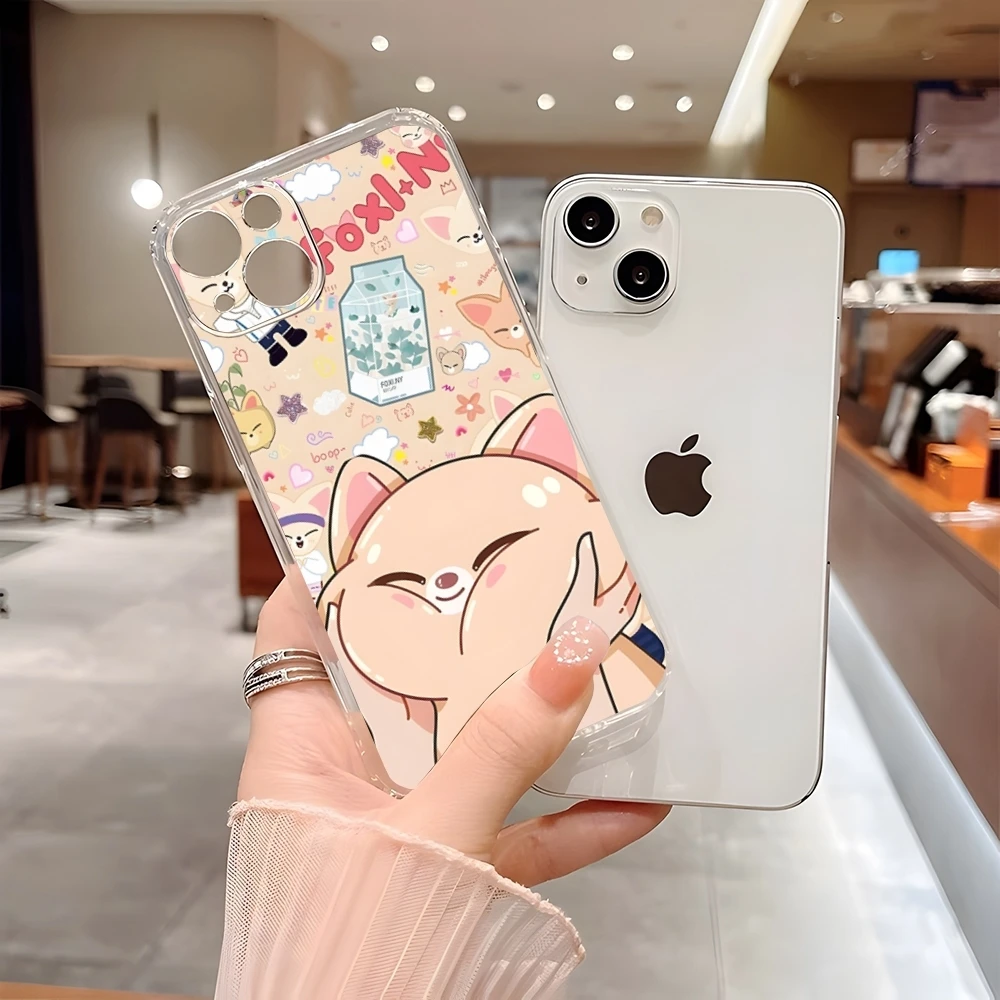 S-Stray Cartoon kids Phone Case for 15 Pro Max iphone 14 Plus 11 12 13 Mini 7 8 Plus X XR XS SE 2020 Transparent Soft Cover