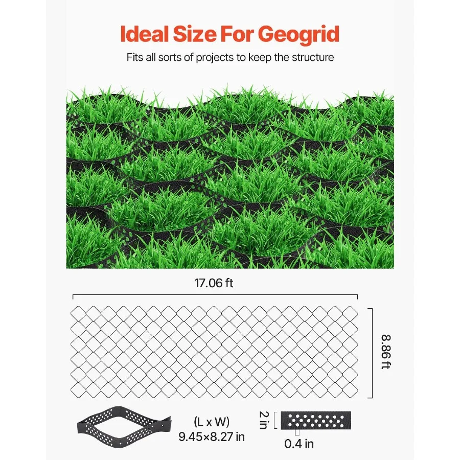 

Gravel Grid 2 Inch Depth 17.06 x 8.86 FT Permeable Geo Grids for Garden Patio Walkway RV Parking Slopes Green Stabilization 188