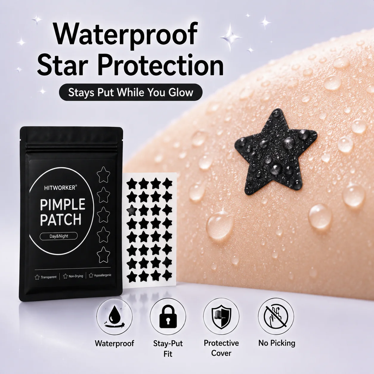 800/400/200Pcs Hydrogel Black Star High-Quality Acne Removing Patch, Alcohol-Free, Waterproof, Deep Cleaning Acne Removing Patch
