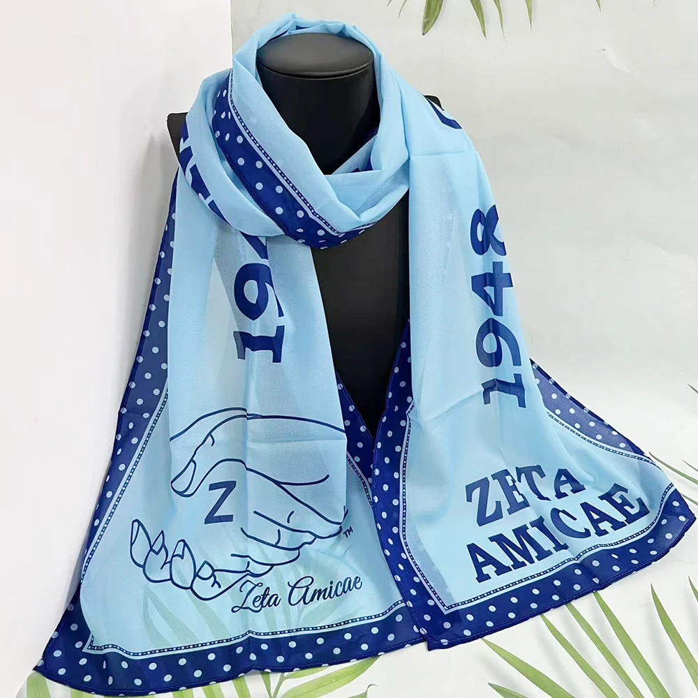 Lenço Zeta Amicae Azul Claro Azul Royal Carta Grega 1948