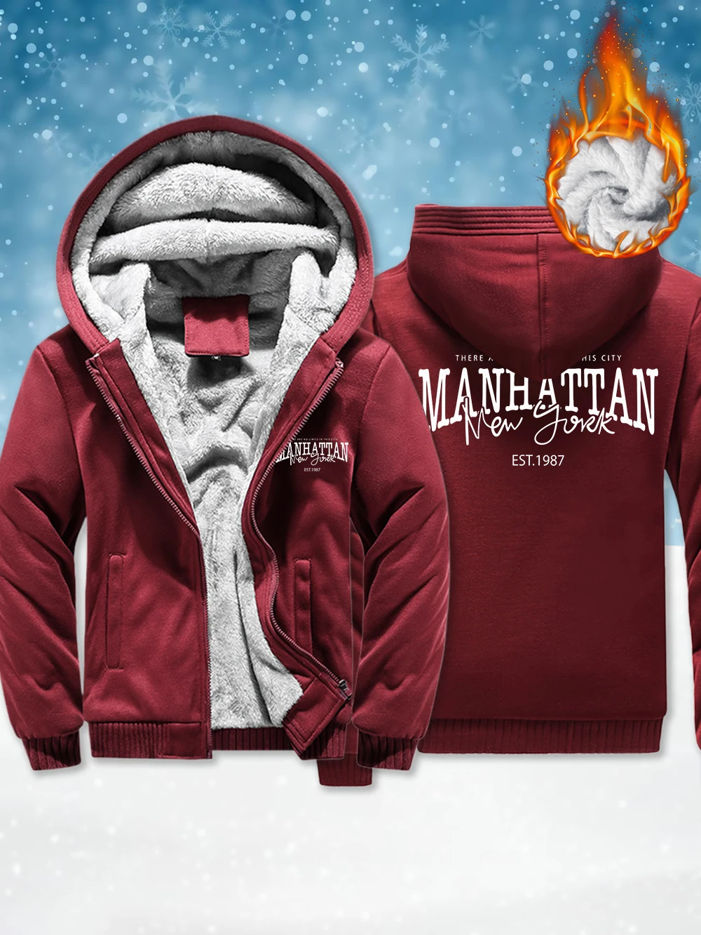 

Мужские утепленные пальто Manhattan New York Words с принтом, зимние флисовые теплые куртки на молнии, ветрозащитная термобелье, верхняя одежда, мужская одежда