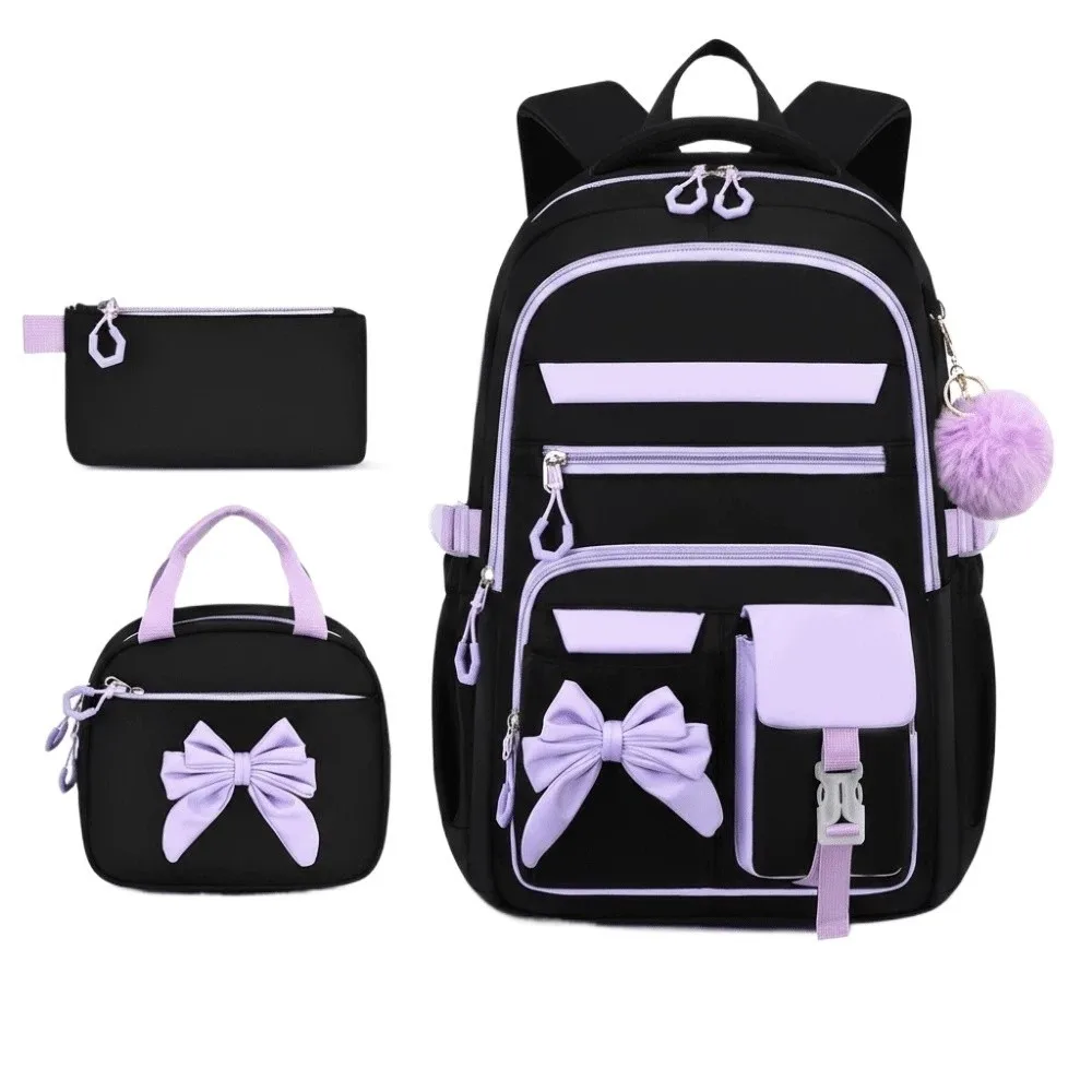 

Набор школьных рюкзаков из трех предметов: повседневный рюкзак с пеналом, вместительный рюкзак с контрастными цветами и фиксированными ремнями, школьный рюкзак для студентов.