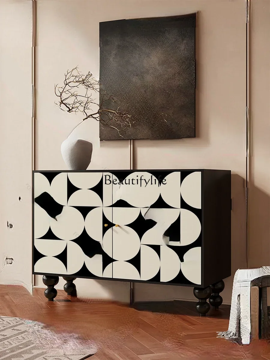 

FG43*Light luxury simple geometric entrance decorative cabinet multi-functional integrated installation-free side cabinet