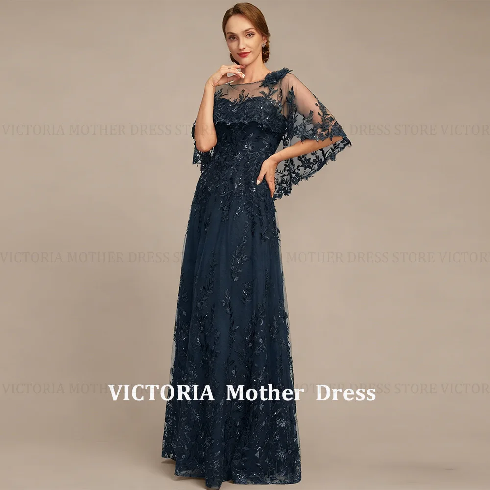 فستان أم العروس الرائع من VICTORIA مخصص على شكل حرف a مزين بالدانتيل ترتر طويل لحفلات الزفاف فستان سهرة للحفلات #3