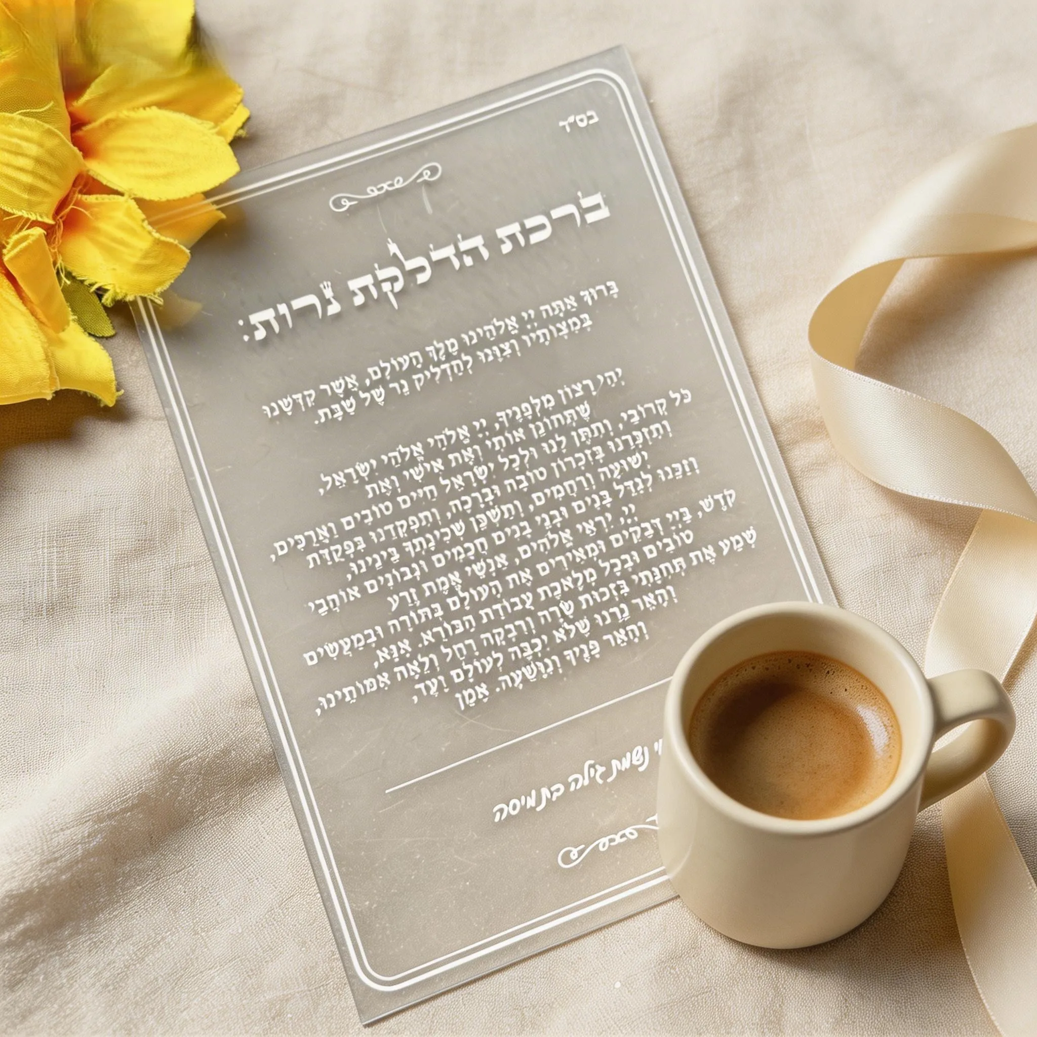 

10 шт. персонализированных прозрачных акриловых приглашений на ивритском языке с подставкой для свечи, основанием из мягкого ПВХ и деревянной подставкой, декор для молитвенного стола