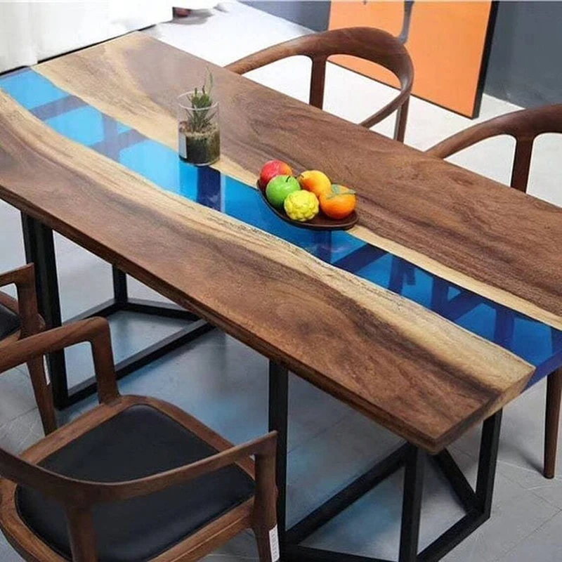 custom.In Stock Makeup Customised Living Room Furniture 24X4 Black Walnut Wooden 4 Chair Conference Epoxy Resin Tables Set