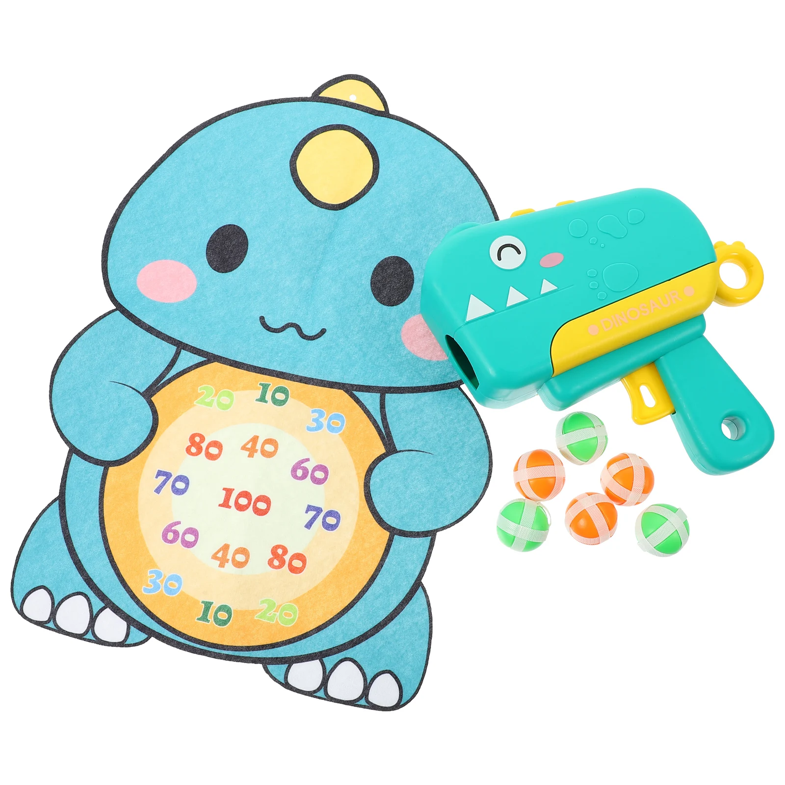 1 ensemble de jeu de tir de balle collante, dessin animé sûr en forme de dinosaure, jeu de société interactif pour enfants, cadeau de sport amusant, jouet de balle collante