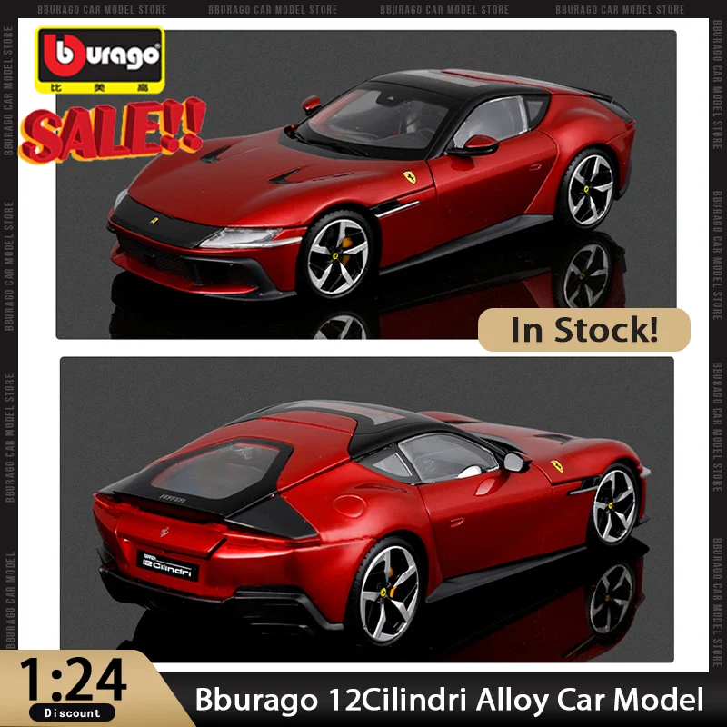 

New In Stock Bburago 1:24 12Cilindri Alloy Car Model Miniature Diecast 12cilindri Ornaments Custom Toys Kids Gift
