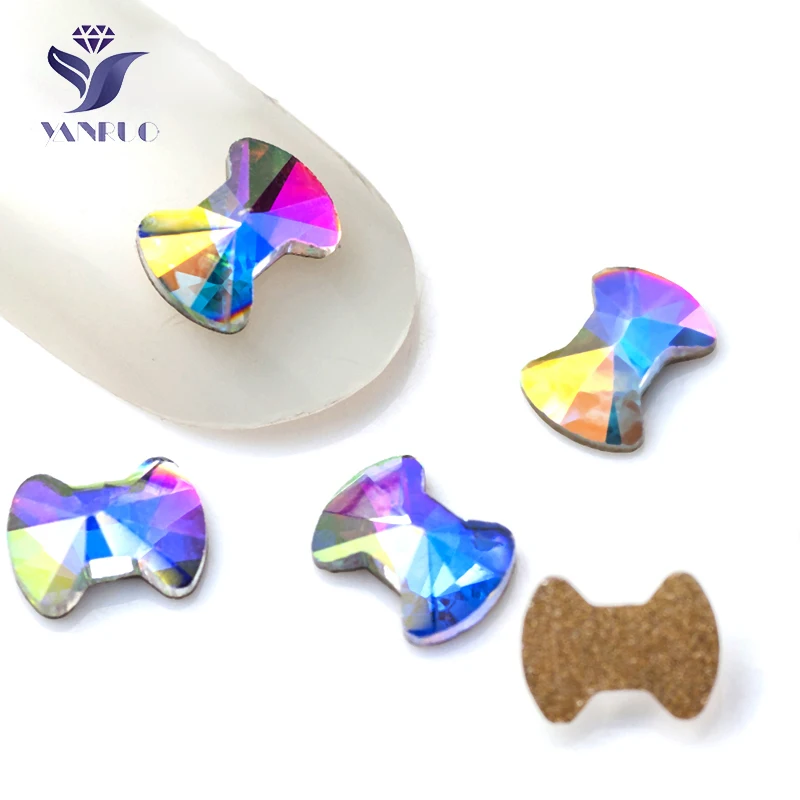 YanRuo Rivoli Bow Tie Flatback DIY Glass Glitter Rhinestones Design Crafts Making Gems Beauty Accessories Nail Art Decorations