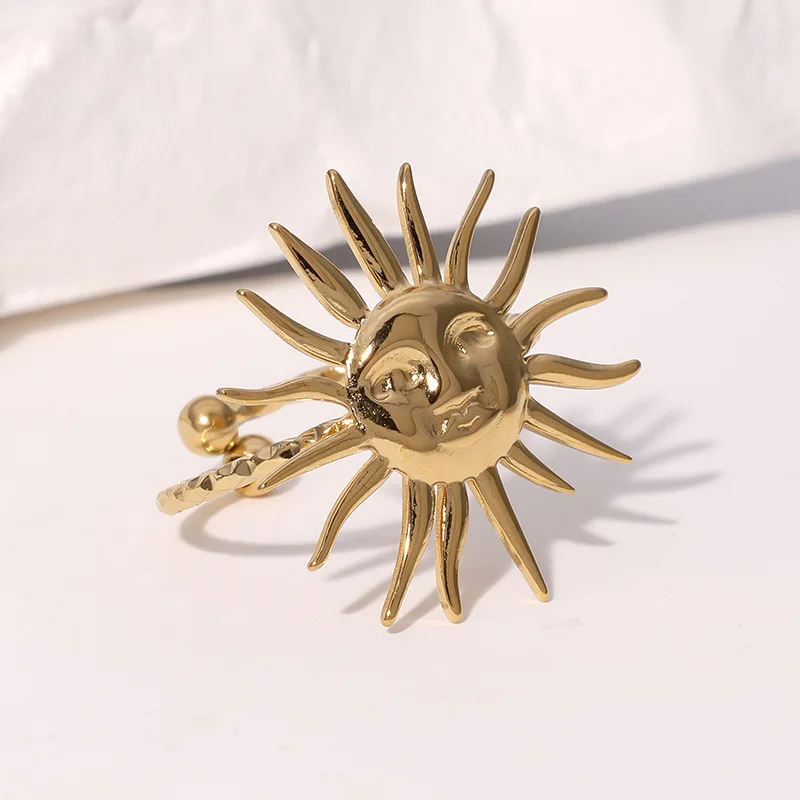 Vintage Sun Ring Couple Accessory Design Senior Sense Of Fashion Stainless Steel Adjustable Opening Rings Fashion Jewelry