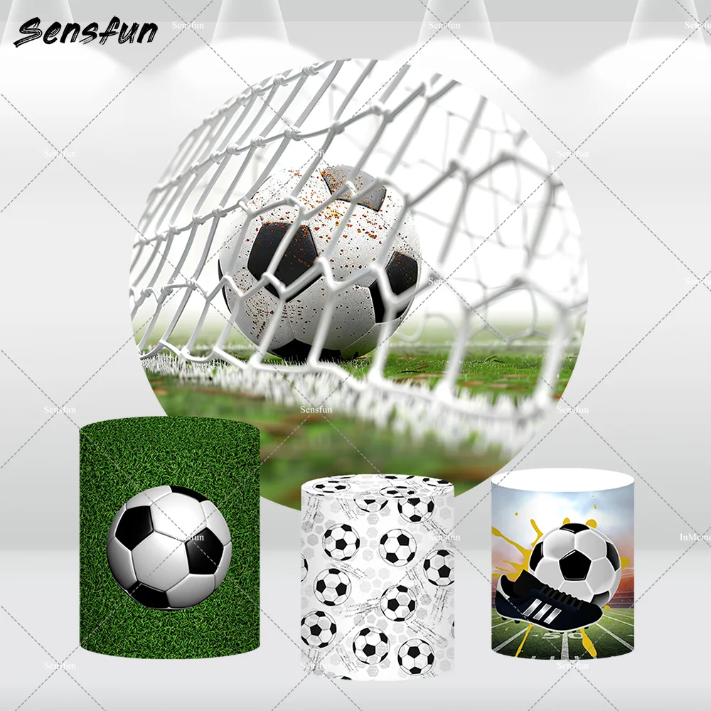 

Soccer Circle Background Football Kids Boy Birthday Party Decoration Sports Field Stadium theme Party Banner Wall Cylinder Cover