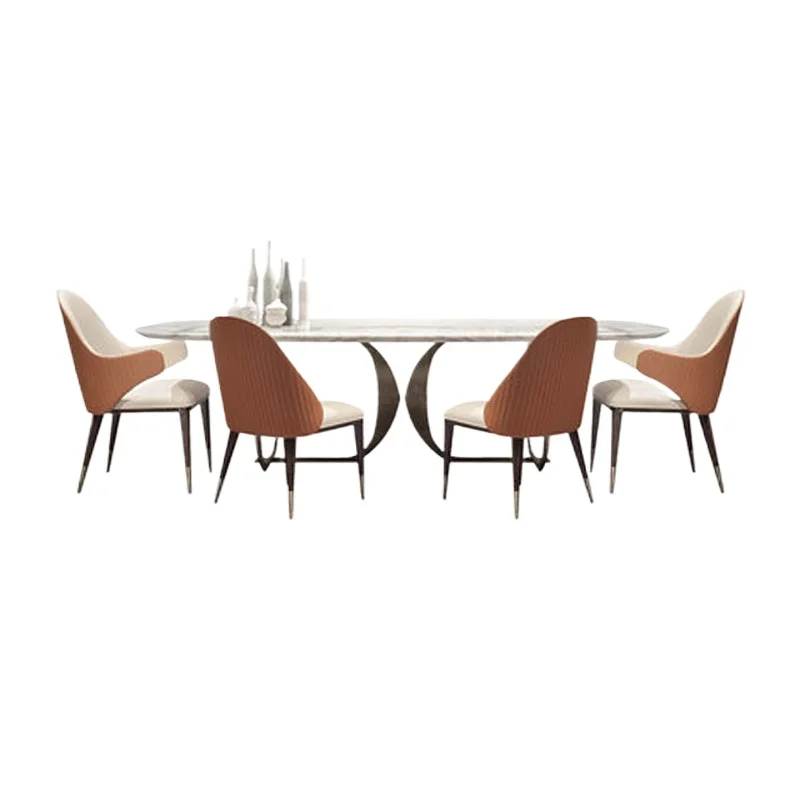 

Light luxury marble rectangular dining table home hotel model house villa small apartment