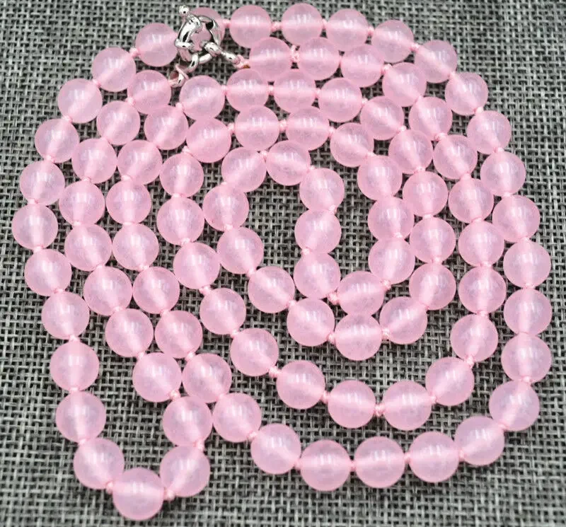 

Fine natural 8mm pink jade beads Gemstone Necklace 32"