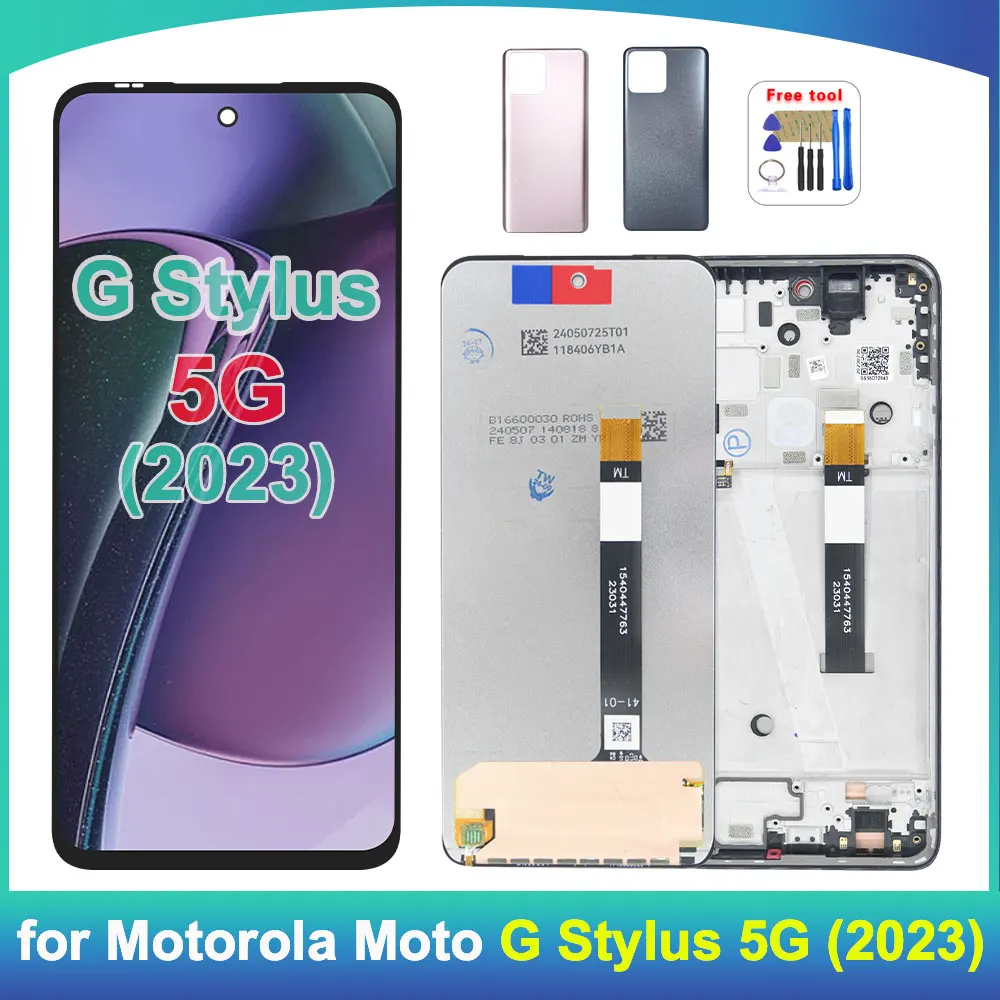 Pantalla LCD de 6.6 Pulgadas para Motorola Moto G Stylus 5G 2023 XT2315 con Marco, Digitalizador de Pantalla Táctil para Moto G Stylus 5G 2023