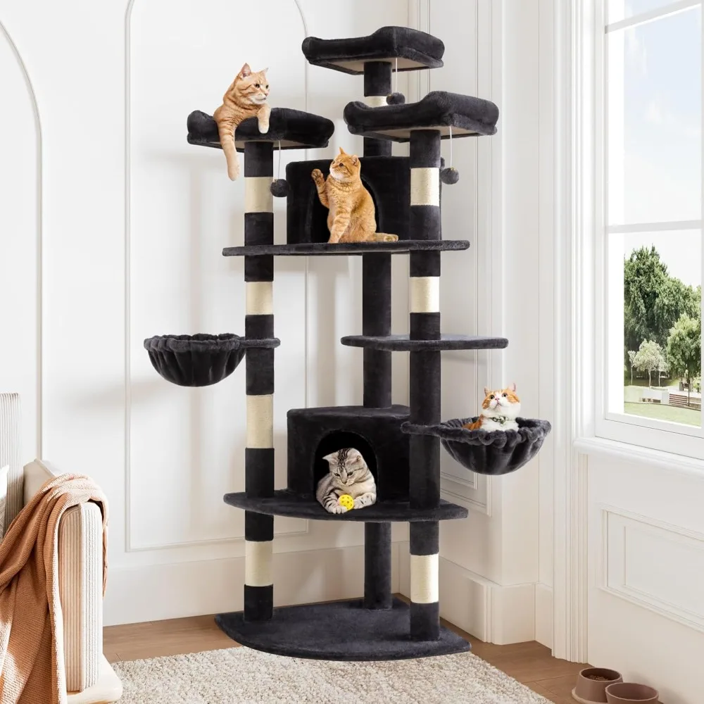 

73in Fan-Shaped Space-Saving Corner Cat Tower/Multi-Level Tall Cat Tree for Indoor Kitties/Cozy, Customized