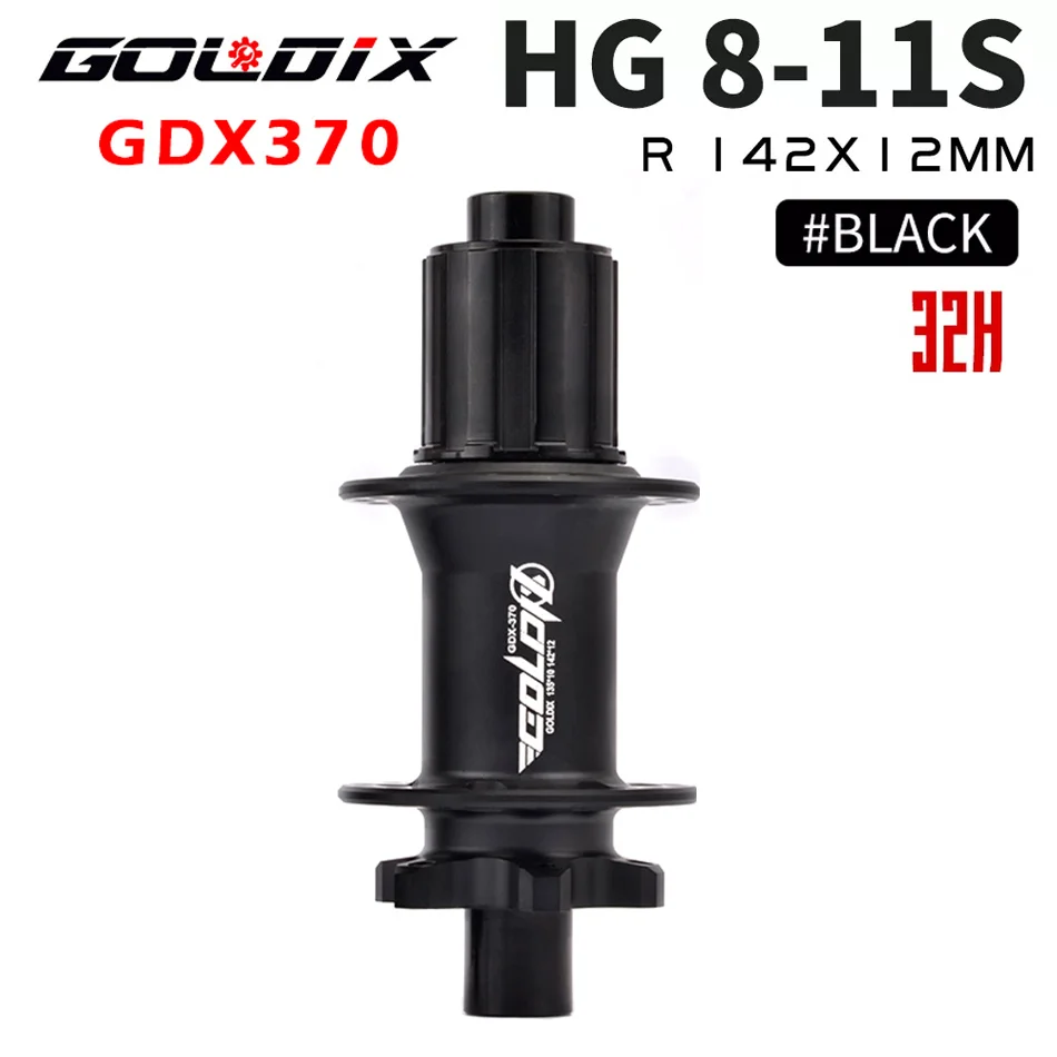 GOLDIX GDX370 Nabe Ratsche 36T HG XD MS Scheibenkarte Bremse Mountainbike Nabenlager Fahrradnaben 32 Löcher Schwarz 8/9/10/11/12 Geschwindigkeit