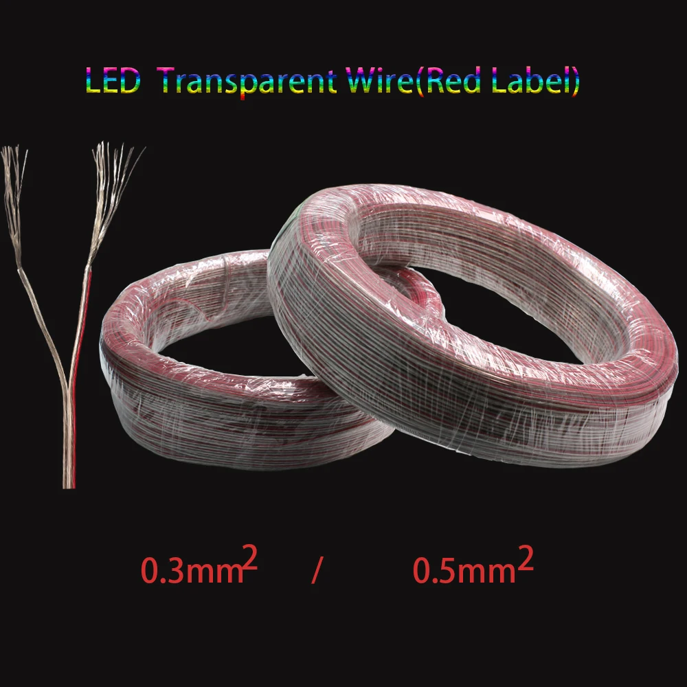 1m-100m LED Neon Light Welding Electric Wire 22/20AWG 2Pin Audio LED Lighting Electronic Toy DC Power Transparent Parallel Cable