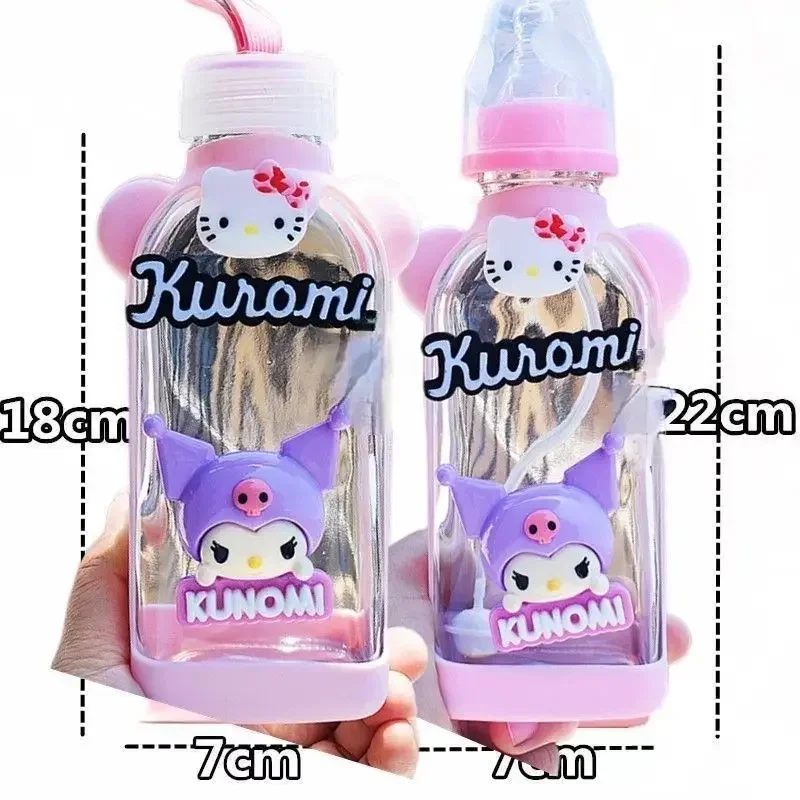 Sanrio Anime Adult Baby Bottle and Water Cup Hello Kitty Flat Bottle with Straw Replaceable Portable Water Cup Cute Girly Heart