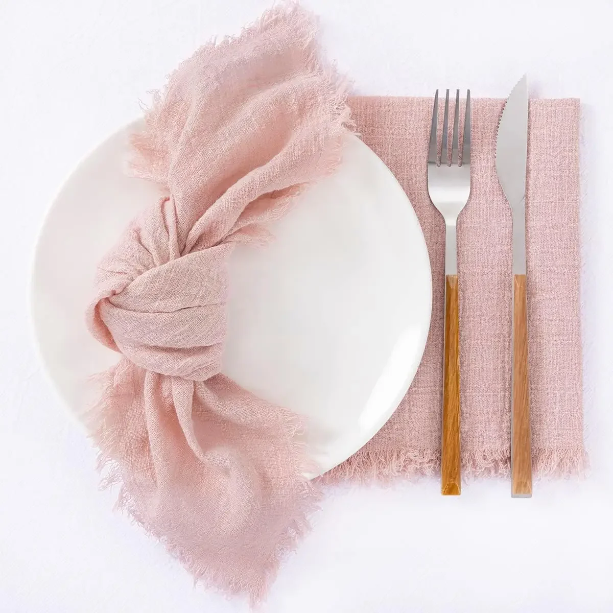 10Pcs Wedding Napkins Cotton Gauze 32x32cm Pink Soft Rustic Tea Towel Dining Place Mats Party Supplies Hotel Table Decoration