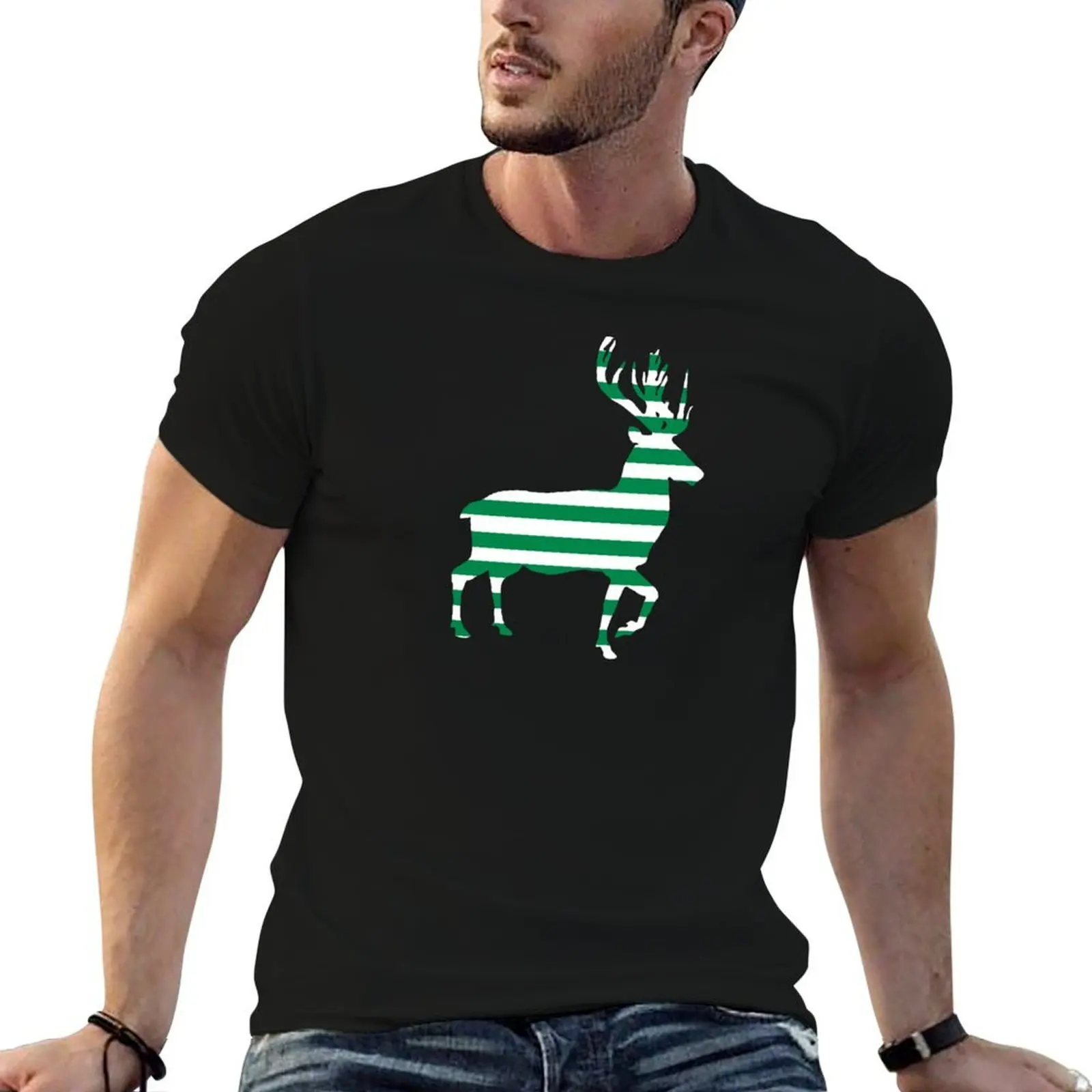 

Hooped shirts White Club Football Green T-Shirt high t Celtic Glasgow Stag cotton Silhouette and quality