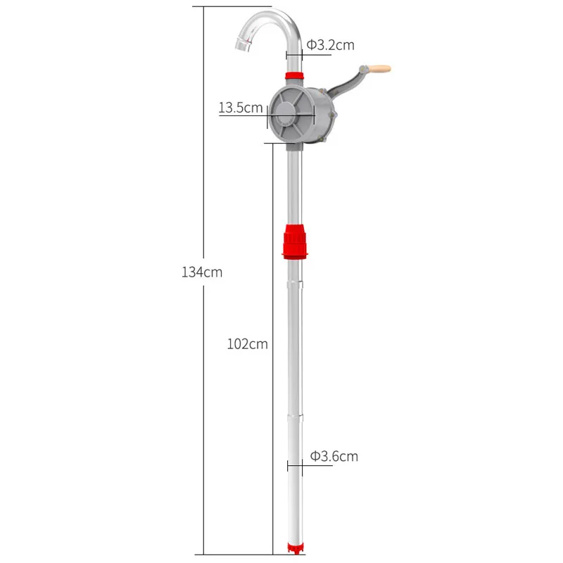 134CM 22L/min Heavy Drum Rotary Manual Hand Pump Diesel Fuel Oil Gas Transfer Tool 32mm New Oil Fuel Barrel Heavy Duty Pump