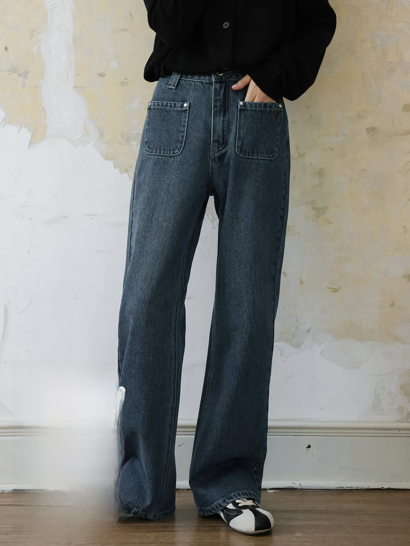 

Облегающие прямые джинсы с высокой талией и визуальным удлиняющим эффектом, женские широкие узкие джинсы для маленьких зрод, театральные джинсы