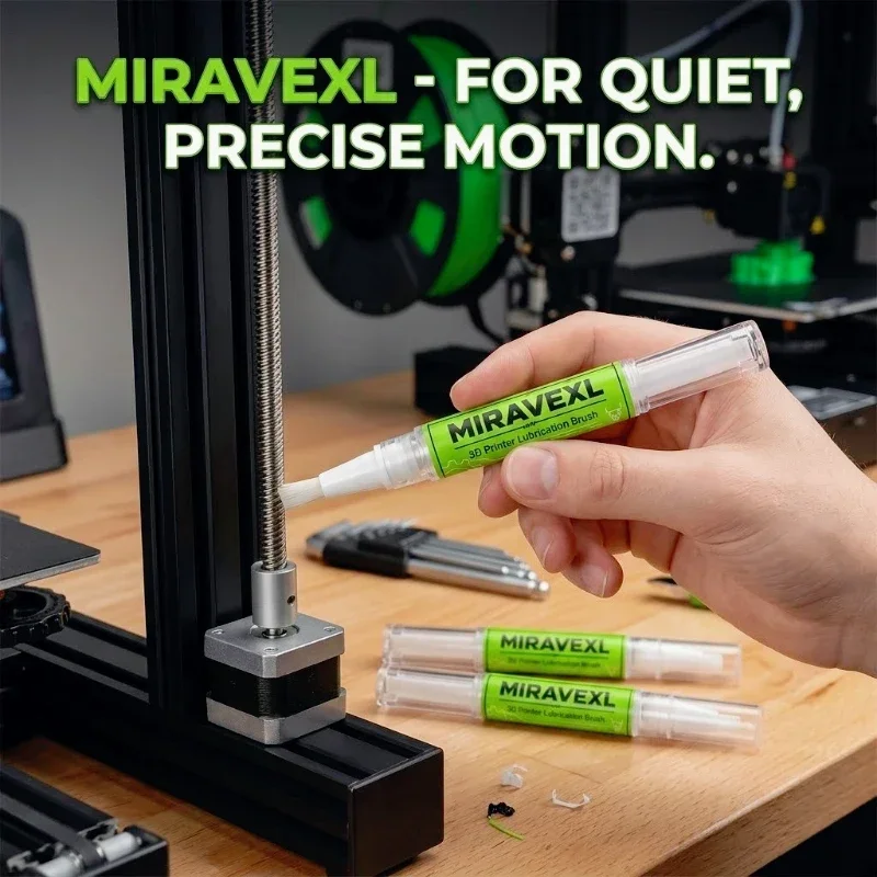 3D-Drucker Wartungsbürsten-Set mit PTFE-Schmieröl-Stift für Linearschienen & Gewindespindeln, Passend für Bambu Lab, Ender 3 – Detail 1