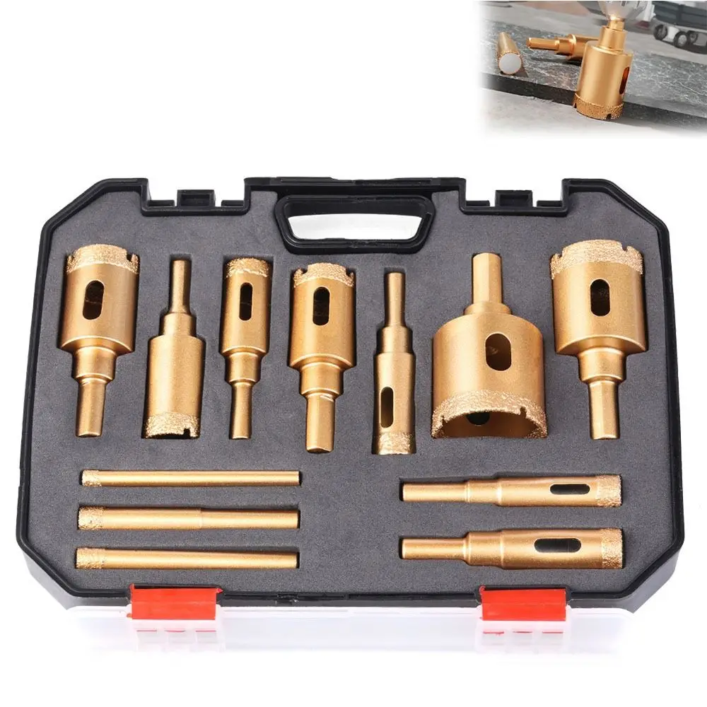 

12PCs/Box Wet And Dry Use Brazing Core Drill Bit Set Drilling/Hole M10 Hand Drill Hole Opener Hexagonal Shank No Slipping