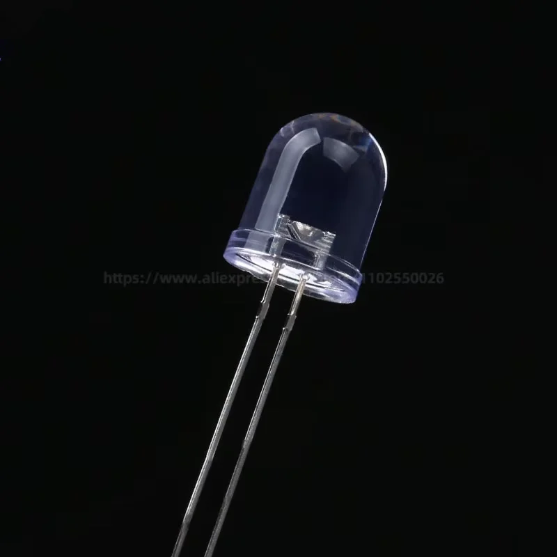 10PCS 10mm F10 DIP LED Round Head Clear Lens - Red/Blue/Green/Yellow/Orange/White High Brightness Light Emitting Diode