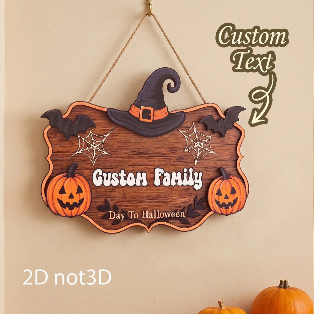 Personalized Custom Halloween Countdown Door Sign,Custom Family Name Text,Countdown Calendar Sign