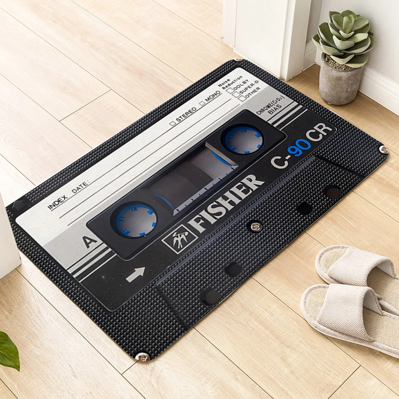 

Vintage Cassette Music Tape Room Floor Carpet Slip-resistant Kitchen Bathroom Foot Mat Balcony Hallway Rug Entrance Door Doormat