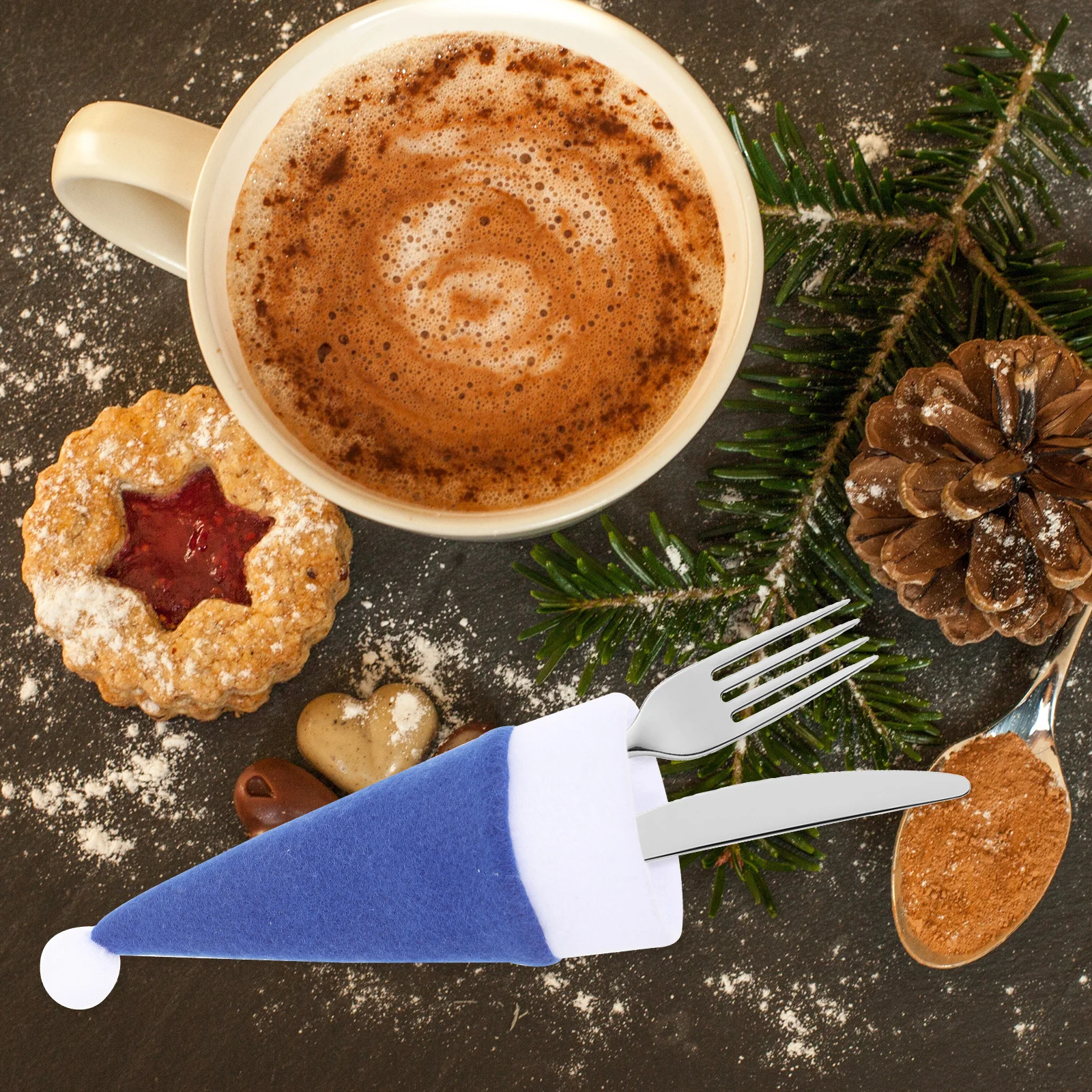 

10Pcs Christmas Lollipop Candy Hats Small Xmas Decorative Mini Hat for Lollipop Candy Tableware Decoration Small Hats