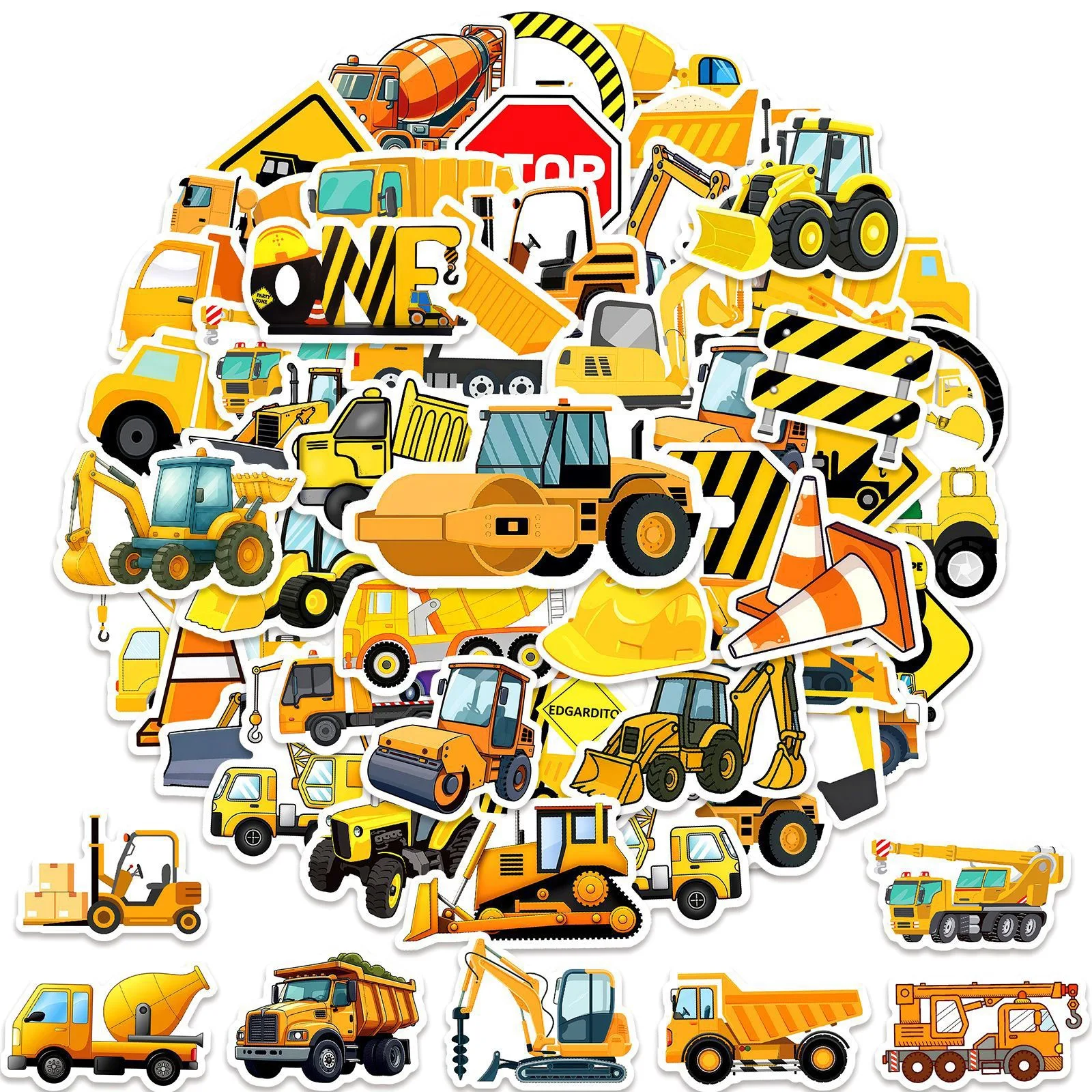10/50 قطعة لطيف الهندسة شاحنة البناء ملصقات للأطفال حفارة طائرة الشارات مقاوم للماء الكتابة على الجدران الأمتعة لعبة الكمبيوتر المحمول #4