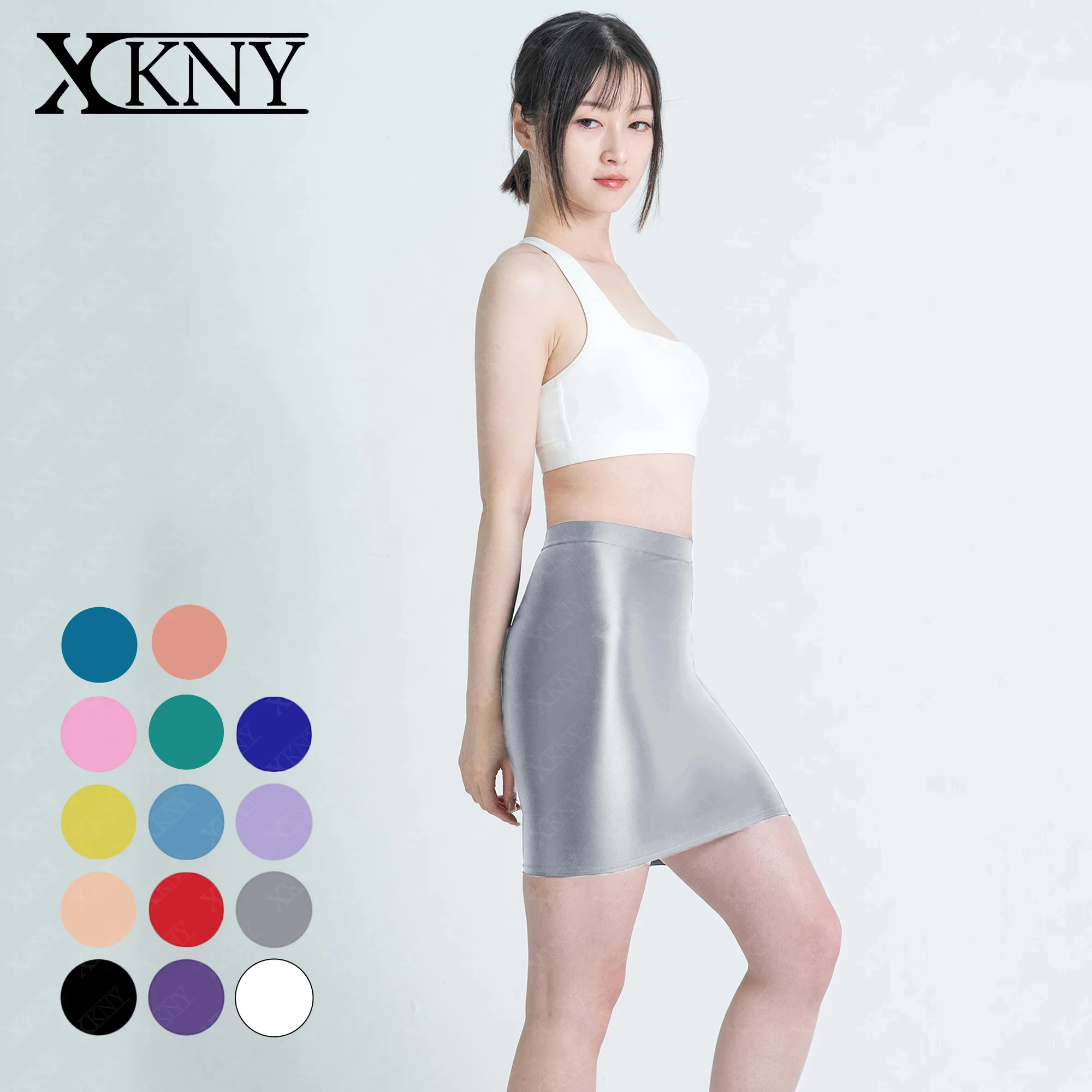 XCKNY glossiness series Skirt Elastic satin Glossy Skirt oil Smooth One Step Skirt Elastic Silk Smooth Slim Half Skirt