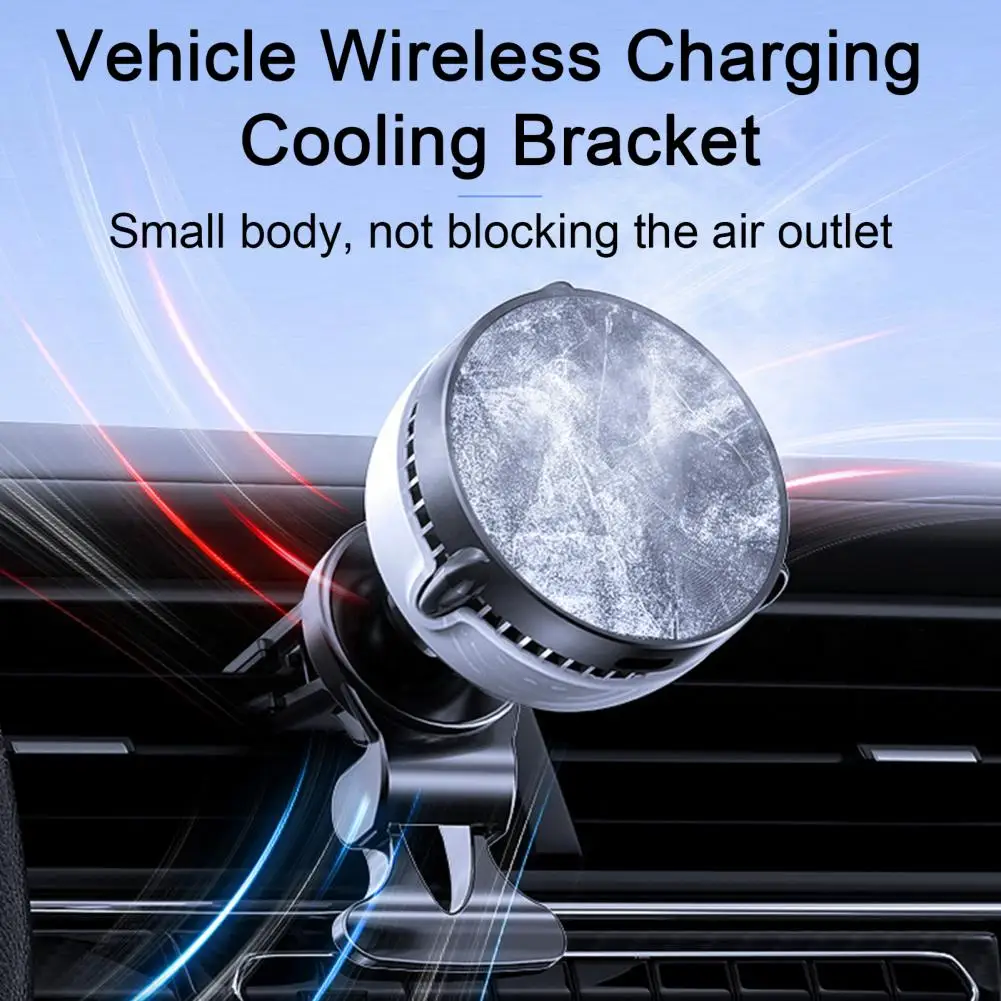 Metal Magnetic Car Mobile Phone Holder 18W Phone Cooling Wireless Charger Magnet Cell Phone Stand For IPhone 12-14 Pro Mount