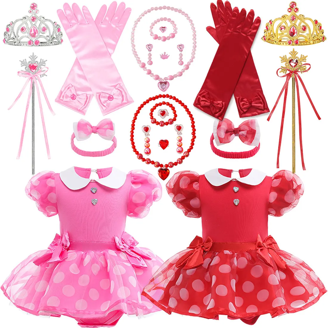 

Halloween Holiday Party Disney New Girl Cosplay Pink Princess Minnie Mickey Baby Girls Short Sleeve Cute Skirt Infant Costumes